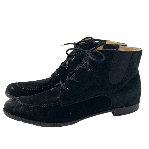 Salvatore Ferragamo Shoes - Salvatore Ferragamo Black Suede Lace Up Boots